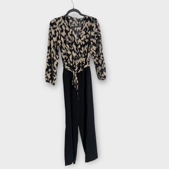 Cupshe Black and Cream Leopard Like Patterned Jumpsuit, Medium - Picture 2 of 9